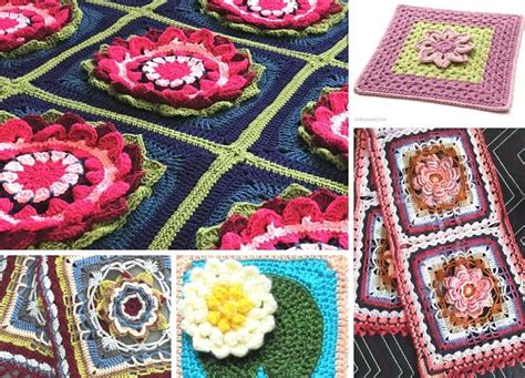 Beautiful Water Lily Squares Free Crochet Pattern Granny Square