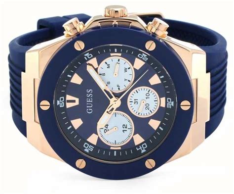 Guess Men S Poseidon Blue Rubber Strap Blue Dial GW0057G2