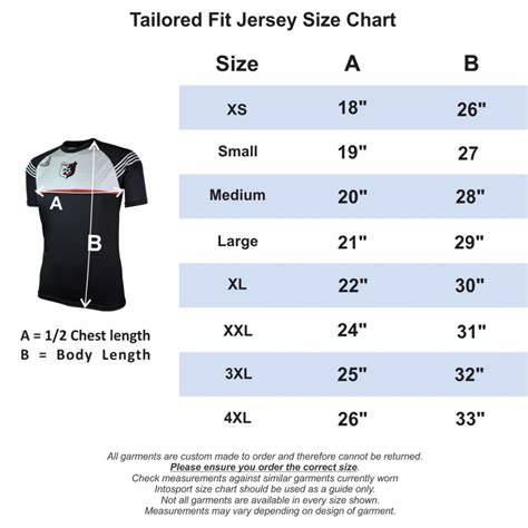 Jersey Sizing