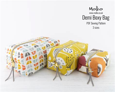 Demi Boxy Bag PDF Sewing Pattern / Sewing Tutorial / Boxy Zipper Pouch / Cosmetic Bag / 3 Sizes ...