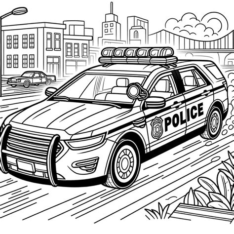 Dessin gratuit à colorier et à imprimer - Coloriage Voiture de police