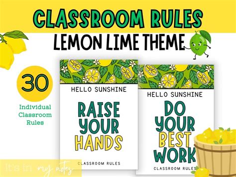 Lemon Lime Classroom Rules Poster For Bulletin Board Fun Classroom