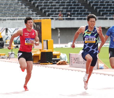 山県亮太10秒14で100m決勝v 桐生祥秀10秒30で3位 織田記念 陸上写真ニュース 日刊スポーツ