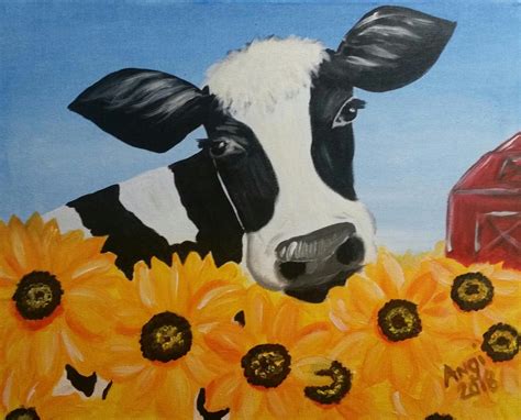 Cow And Sunflower Paint And Sip Painting Event At Brick And Barrel In