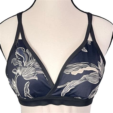 Athleta Swim Athleta Swim Bikini Top Black Navy Blue White Size Small Poshmark