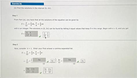 Solved B Find The Solutions In The Interval Step Chegg