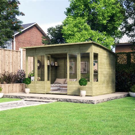 12 X 8 Pressure Treated Verano Wooden Garden Summerhouse With Tandg