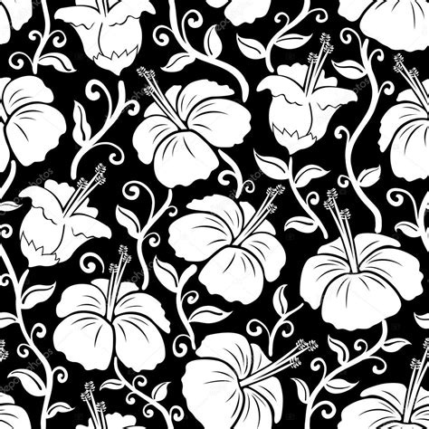 Hawaiian Print Seamless Hibiscus Flower Background Pattern — Stock