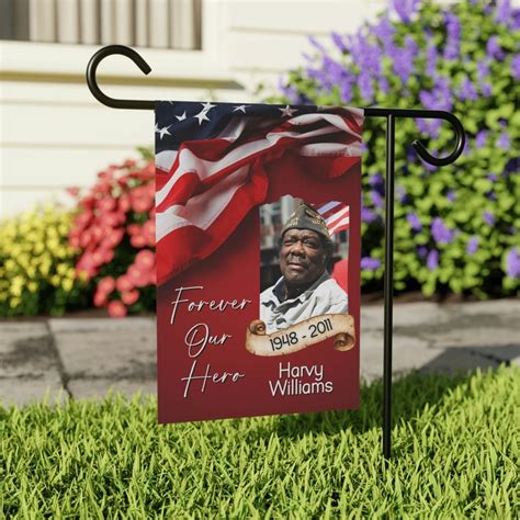 American Flag Cemetery Flag Personalized Photo Memorial in - Etsy