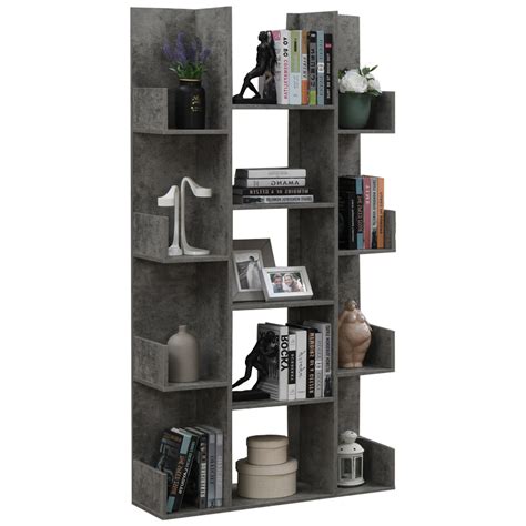 Charles pakoworld melamine bookcase gray oak 90x31x182 5cm κυπρος