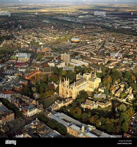 Aerial View Of Peterborough Cathedral And City Peterborough Stock