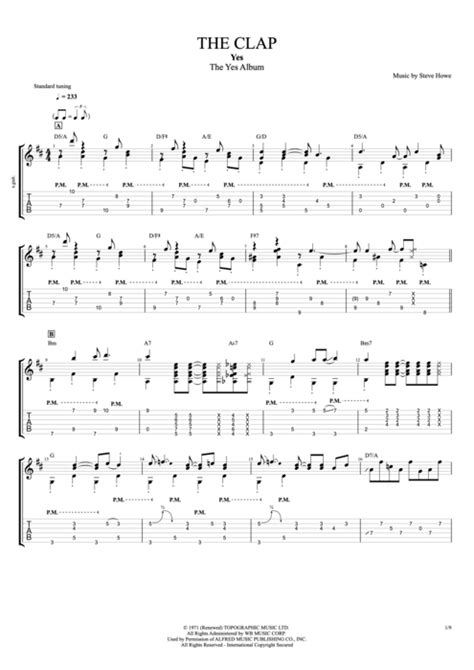 The Clap Tab By Yes Guitar Pro Full Score MySongBook