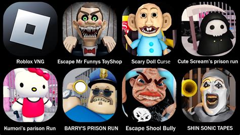 All Game Roblox Scary Doll Curse Escape Shool Barry S Prison Run