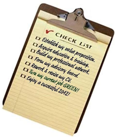 The Green Suits Career Checklist Process Points For A Successful 2012