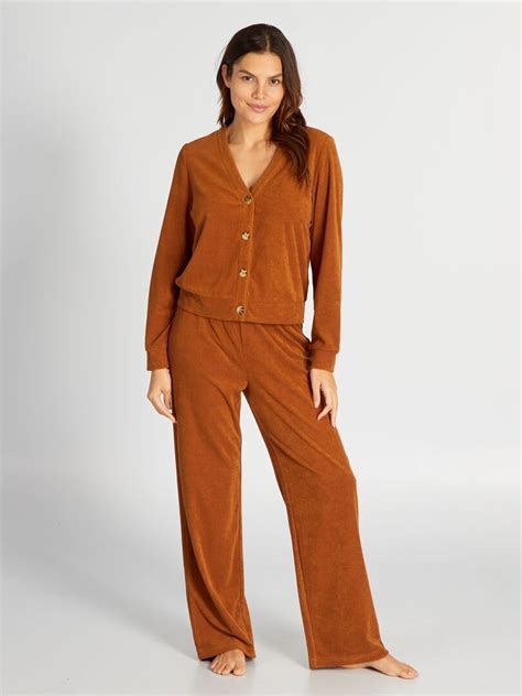 Ensemble Pyjama Long En Ponge Pi Ces Marron Kiabi