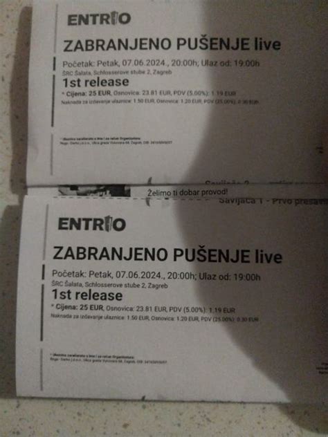 Dvije Karte Za Koncert Zabranjenog Pu Enja