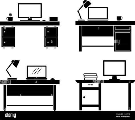 Work Desk Icon Set Design Template Stock Vector Image And Art Alamy