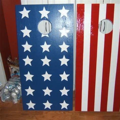 American Flag Corn Hole Boards With Stain