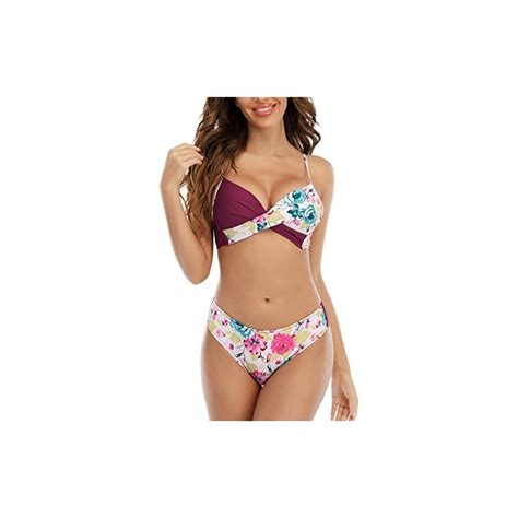 Dariobee Costume Da Bagno Donna Mare Due Pezzi Bikini Stampato Push Up