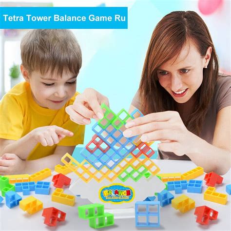 Tetra Tower 64 Pcs Balance Stacking Blocks Game For Kids And Adults