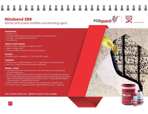 Fosroc Nitobond Sbr Latex Mortar And Screed Modifier Cum Bonding Aid