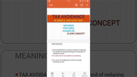 Tax Avoidance Meaning Features And Example Youtube