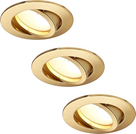 HCFEI Set Di 3 Faretti A LED Da Incasso Completo Orientabile Dorato Con