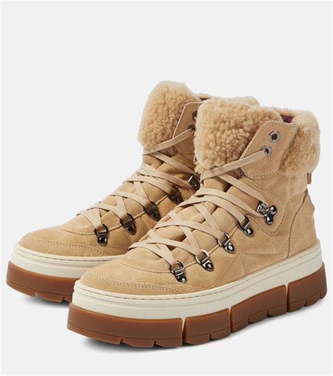 Vaduz Shearling Lined Suede Boots In Beige Bogner Mytheresa