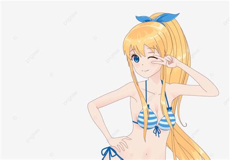 Beautiful Anime Manga Girl In Bikini Sexy Cartoon Portrait PNG And