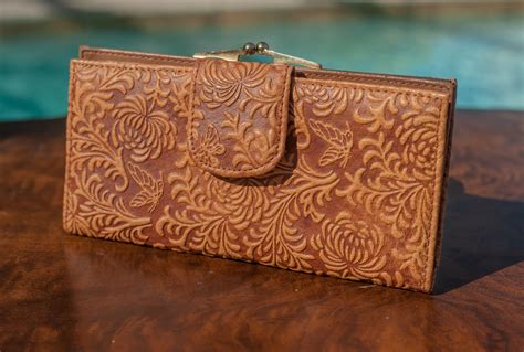 Vintage Tooled Wallet Lauras Reclaimed Vintage Leather Bag