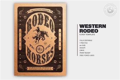 Western Rodeo Flyer Template Psd Design For Photoshop V