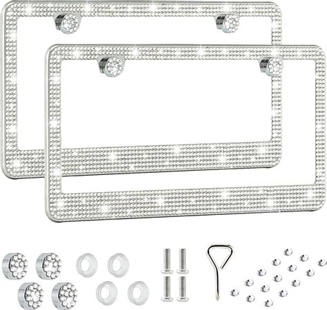 Fiisfiis Bling License Plate Frame For Women2 Pack Premium