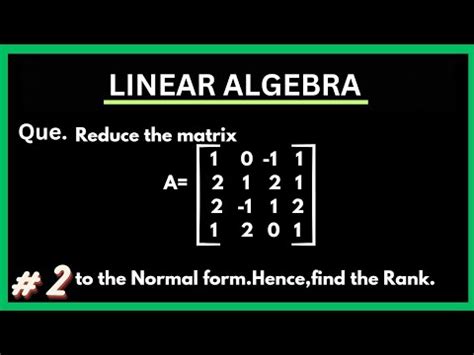 Rank Of Matrix Linear Algebra Semester Exam Engineering Mathematics