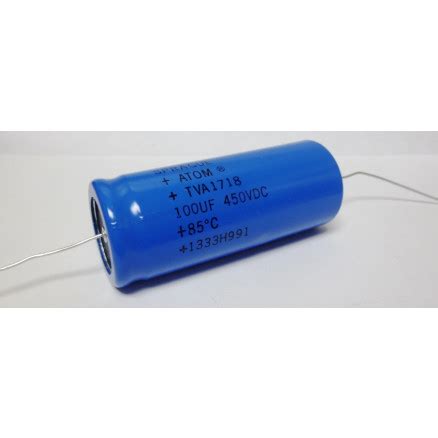 TVA1718 Sprague ATOM Electrolytic Capacitor 100uf 450 Vdc Axial Lead