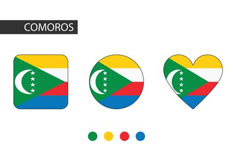 Comoros Shapes Square Circle Heart With City Flag Isolated On