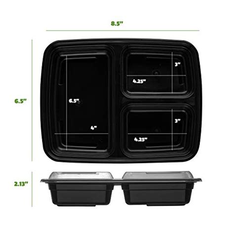 50 Sets 32 Oz Meal Prep Containers With Lids 3 Compartment Lunch