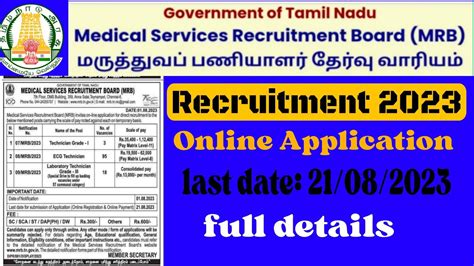 Mrb Recruitment 2023 Mrb Latest Update Tn Mrb Job Notification