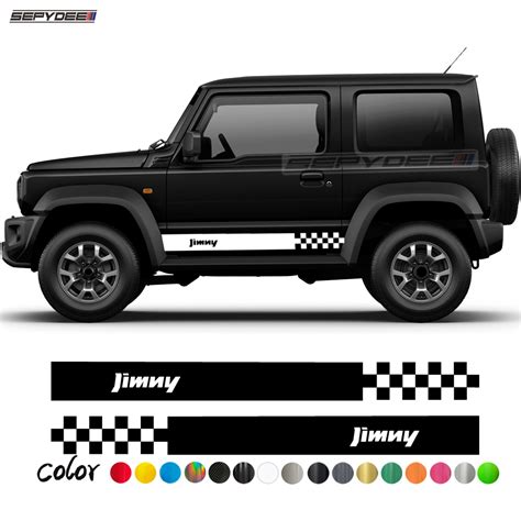 Pcs Car Door Side Skirt Stripes Stickers For Suzuki Jimny Checkered