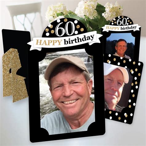 Adult 60th Birthday Gold Birthday Party 4x6 Picture Display Paper Photo