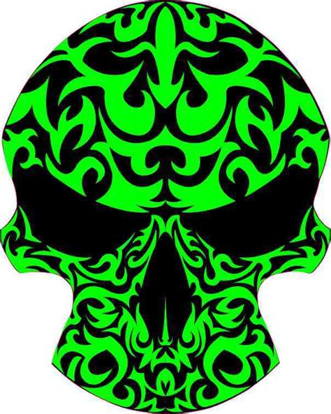 X Green Tribal Skull Sticker Vinyl Car Window Decal Stickers Decals