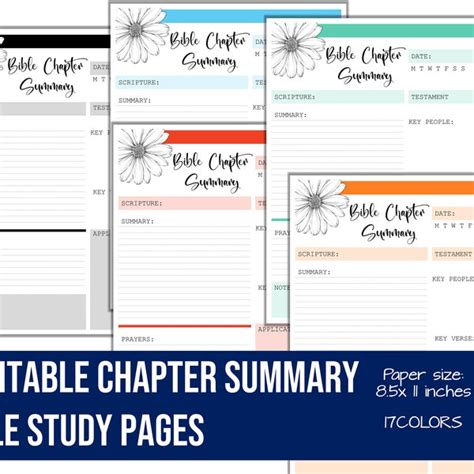 Bible Chapter Summary Printable - Etsy