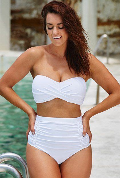 Valentine Ruched Bandeau High Waist Bikini Set White White Women