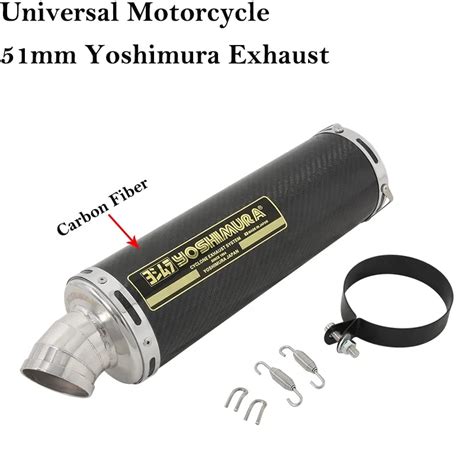 Universal 51mm Yoshimura Round Motorcycle Exhaust Escape Systems Modify Carbon Fiber Muffler