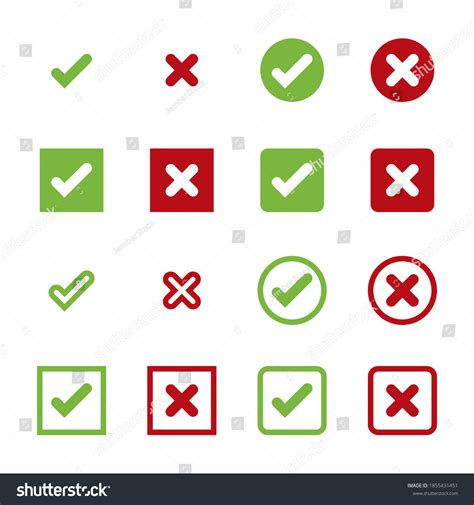 Cross Check Mark Icon Symbol Set Shutterstock