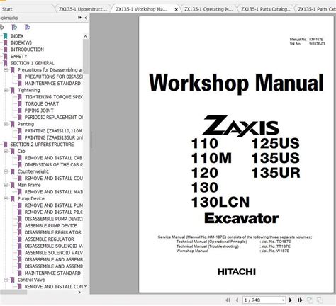 Hitachi Excavator Zaxis ZX135 1 Shop Manual