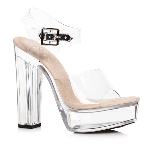 Ellie Shoes Leah Nude Sole On Clear In Sexy Heels Platforms