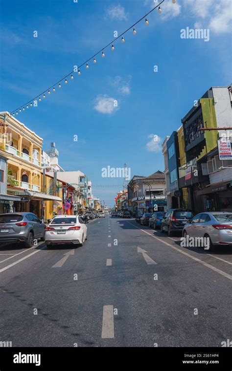 Vibrant Street in Phuket Old Town with Colonial Style Buildings Stock ... 
