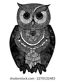 Owl Line Drawing Black White Stock Illustration Shutterstock