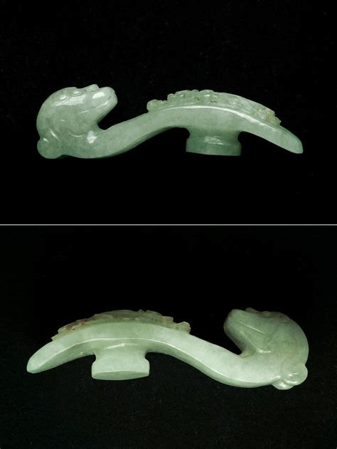 Jadeite Chilong Dragon Belt Hook Antique Chinese Archaic Green Etsy