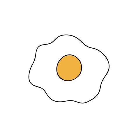 Scrambled Eggs With Yolk Hand Drawn In The Style Of Doodle Outline